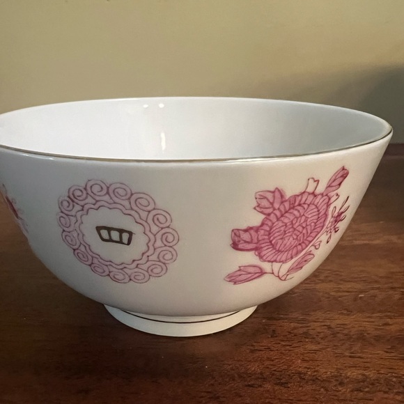 VINTAGE LILING CHINA PORCELAIN PINK DESIGN 4 1/2" RICE BOWL 1940’s - Picture 1 of 6